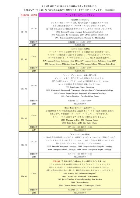 ワイン会2019年7月期スケジュール